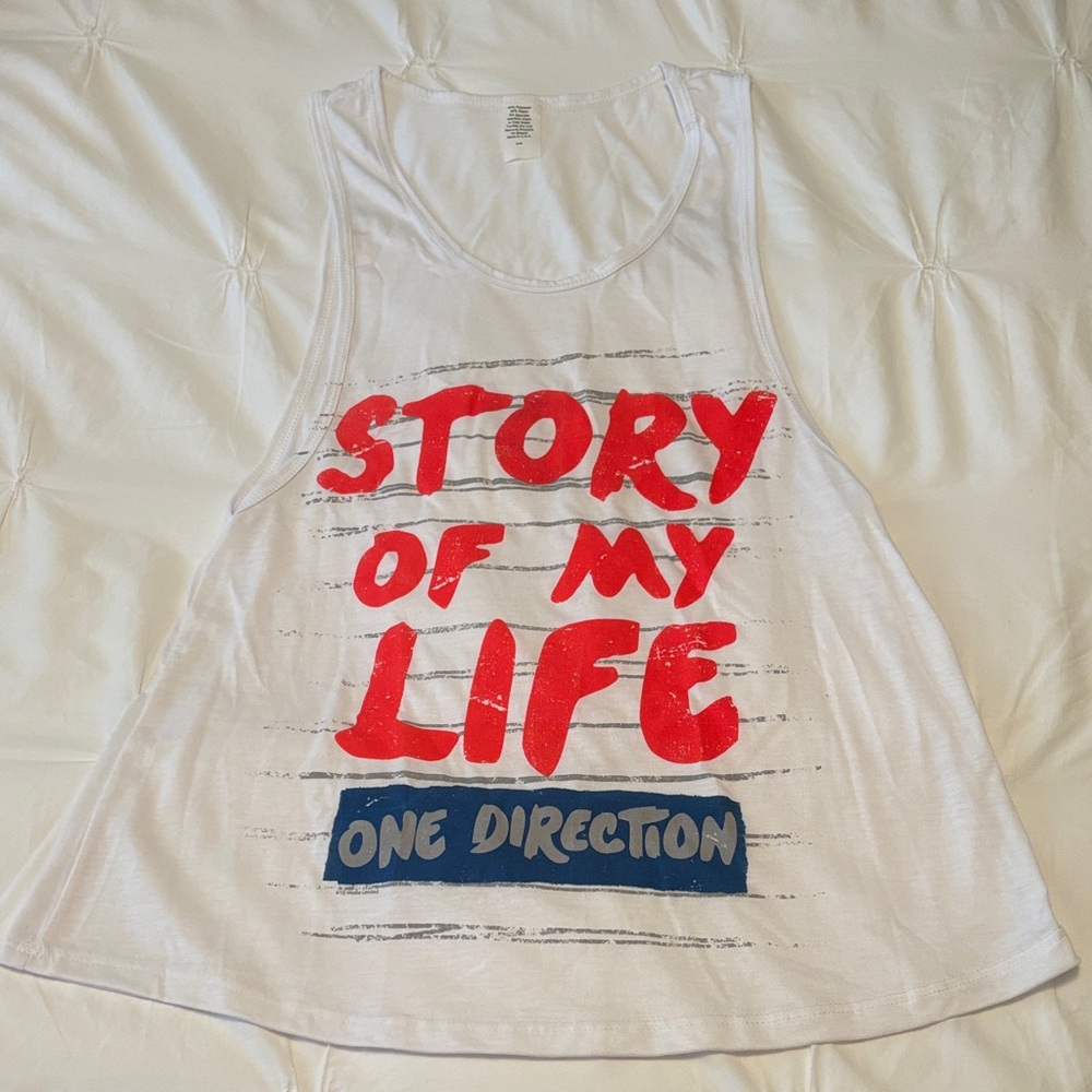 1D White and Red Tank Top